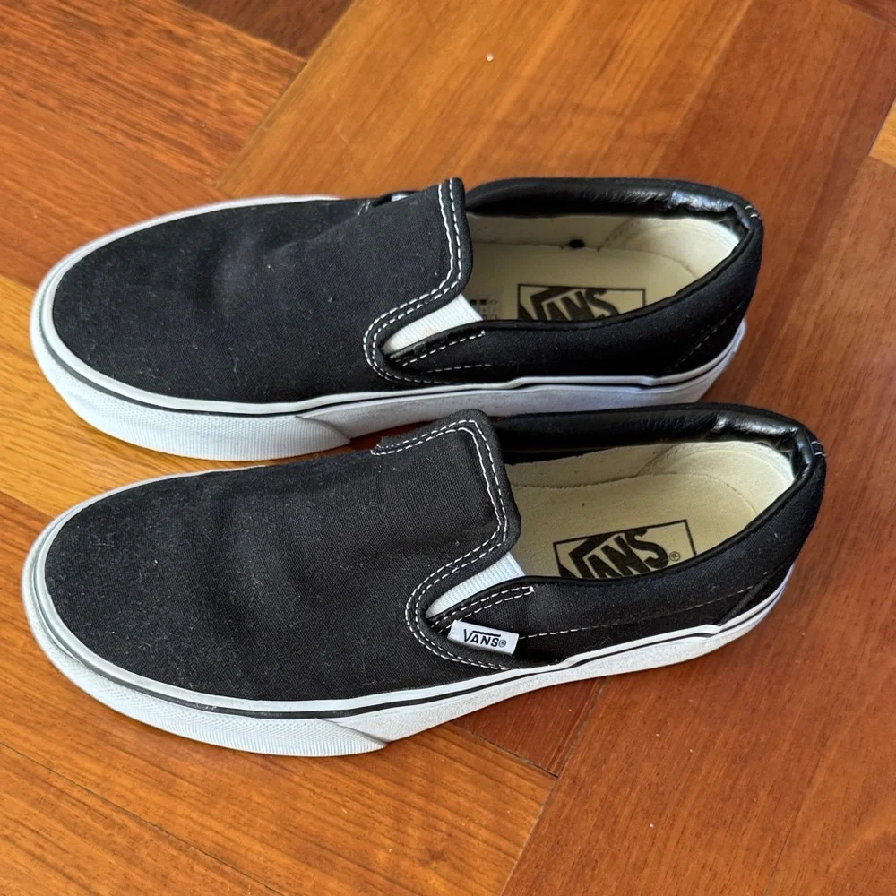 Vans Black and White Platform Slip-Ons - Picture 6 of 10